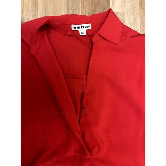 Whistles Lola Collar Shirt Dress Three Quarter Sleeve Red Orange Size XS - Picture 6 of 7